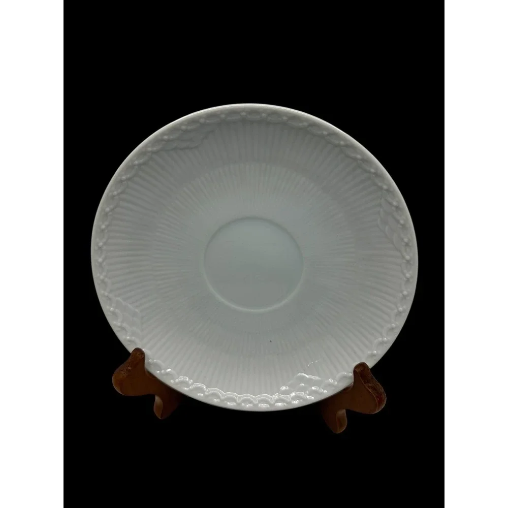 Royal Copenhagen White Half Lace Saucers Only Set of 4 Fluted Porcelain Denmark